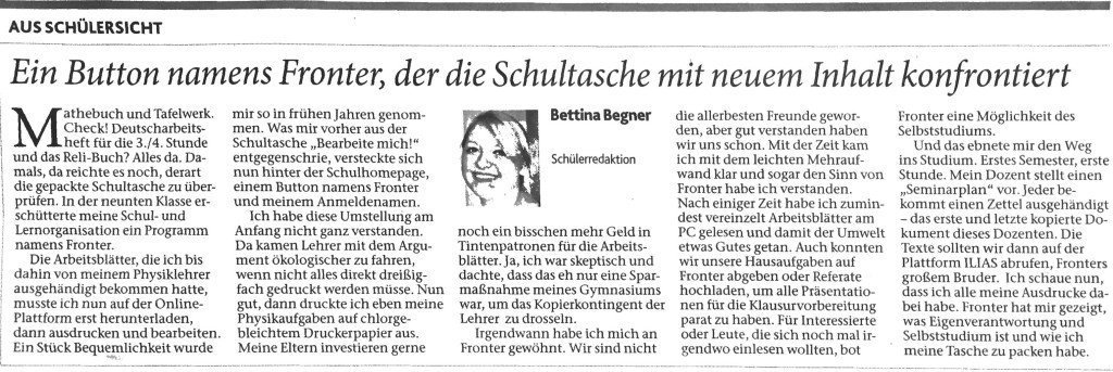 Fronter aus der Sicht einer ehem. Schülerin